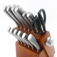 Ensemble de couteaux de chef de cuisine professionnels HSK Notre fabricant Nouveau produit Logo imprimé Poignée en PP Bloc de bois revêtu de coupe en plastique