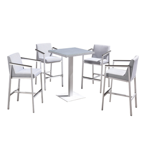 Tapa de vidrio templado moderno de aluminio cepillado 4 plazas muebles sillas de mesa de <span class=keywords><strong>bar</strong></span> al aire libre - Product Image 3