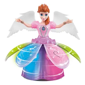 Boneca de princesa para crianças, popular, 360 graus de fiação, dança elétrica, brinquedo com luz e música