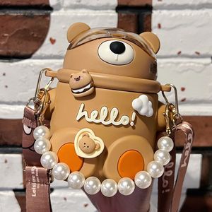 Seaygift pearl chain 3D cartoon stickers kawaii <span class=keywords><strong>hello</strong></span> bear big belly straw thermos flask cup bottiglia d'acqua isolata per bambini - Product Image 1