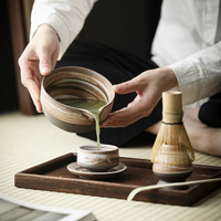 Ensemble de Matcha en Grès Céramique Grossier, Outils de Préparation du Thé, Bol à Matcha en Céramique, Fouet à Matcha (Chasen) Style Japonais, Origine Dehua, Emballé en Coffret Cadeau, avec Bec Verseur
