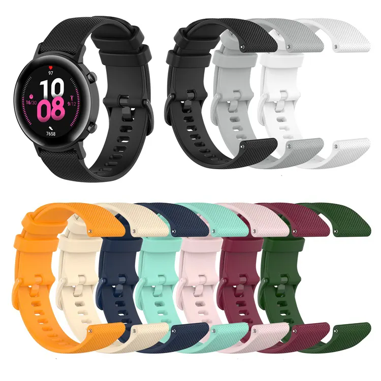 20mm Sport Soft Rubber Silicone Adjustable Watch Band Replacement for Huawei GT 2 GT2 42mm