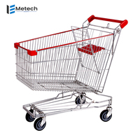 Chariot en acier à caddie de supermarché de maille de style asiatique avec la construction durable de conception de déploiement