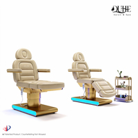 Lit de beauté de salon de luxe à 4 moteurs, lit électrique pour le visage, base dorée, chaise pour les cils, table de massage inclinable et lit pour les cils