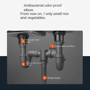 Évier de cuisine en acier inoxydable K-25616T/25617T à cuve unique avec deux trous pour robinetterie et emplacement pour table - Product Image 3
