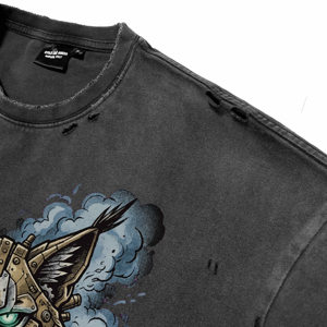 Camiseta de Manga Corta para Hombre, Algodón Grueso, Estilo Vintage Steampunk, Diseño Lynx, Impresión DTG, Cuello Redondo, Talla Grande, Estilo Gótico Urbano - Product Image 4