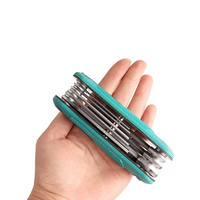 Obeng Hexagon Torx Baja Karbon OEM yang Dapat Disesuaikan, Desain Lipat Universal Metrik, Alat Kunci Tangan dengan Kunci Silang untuk DIY