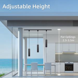 Lampadario <span class=keywords><strong>a</strong></span> Soffitto Nordico per Soggiorno e Cucina, Lampada Decorativa Sospesa Regolabile in Altezza, Luce Pendente COB su Binario - Product Image 4