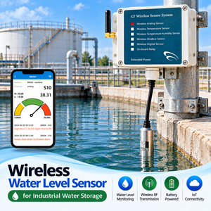 Contrôleur de niveau d'eau sans fil RF, capteur de niveau d'eau sans fil pour stockage d'eau industriel, IOT, étanche - Product Image 1