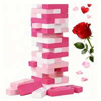 Jeu de couple amusant pour adultes, blocs en bois roses, tour de la passion, idées de rendez-vous coquins pour mariage, activités, cadeau de la Saint-Valentin