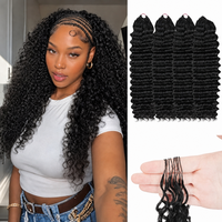 Extensions de cheveux humains Deep Wave pré-séparées pour crochet, avec fil invisible, effet plume naturelle, vente en gros usine