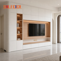 Meuble TV moderne en bois, console multimédia, centre de divertissement avec rangement personnalisé pour salon, meubles contemporains pour la maison américaine