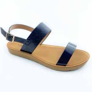 Sepatu kasual musim panas baru untuk wanita kulit PU grosir Sol dalam lembut sandal datar wanita disesuaikan