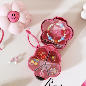 Boîte de rangement portative multifonctionnelle en plastique pour médicaments et bonbons PP avec boîte à pilules quotidienne et étui à pilules de voyage Design de fleurs - Product Image 1