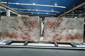 แผ่นหินอ่อนดอกกุหลาบสีชมพูสี่ฤดูสีแดงธรรมชาติพื้นผิวขัดเงาทันสมัยสำหรับเคาน์เตอร์กระเบื้องโต๊ะเครื่องแป้งโต๊ะคอนโซลด้านบน - Product Image 6