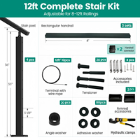 Kit complet de garde-corps d'escalier noir 8-12 pieds, système de câbles en acier inoxydable antirouille haute sécurité pour terrasse et balcon résidentiel