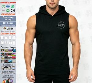 Débardeur d'été personnalisé de haute qualité, décontracté et confortable, sans manches, à capuche, noir, à séchage rapide, pour hommes. - Product Image 1