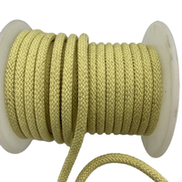 Corde carrée tressée en aramide résistante aux coupures, 100 % fibre de para-aramide, ignifuge, résistante aux produits chimiques et aux radiations, bobine jaune
