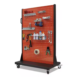 Sắt Nhà Máy Công Cụ Điện Cửa Hàng Tầng Đứng Treo Móc Kim Loại Kệ <span class=keywords><strong>Pegboard</strong></span> Xoay Hiển Thị Đứng Trên Bánh Xe - Product Image 3