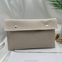 Sacchetto Regalo Vintage in Iuta e Lino, Borsa per Libri, Denaro e Gioielli in Cotone e Lino, Busta in Iuta con Bottone