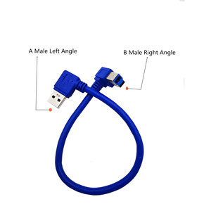 Cable USB 3.0 A Macho en Ángulo Izquierdo a B Macho en Ángulo Derecho, 0.3m, Conductor de Cobre Azul - Product Image 1