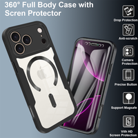 Coque arrière flexible en TPU 360° avec protection intégrale et protecteur d'écran magnétique pour iPhone 18 Pro, iPhone 18, 17 Max, 17E, 16E