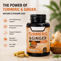 Capsules de Curcuma et Gingembre 1950mg Personnalisées Direct Usine – Complément Alimentaire Herbal pour le Bien-être Articulaire et la Nutrition Quotidienne (OEM/ODM)