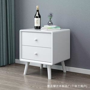 Nordic style solid wood bedside table, simple and modern, fully furnished bedroom, simple <b>small</b> storage <b>cabinet</b>, home storage - Product Image 5