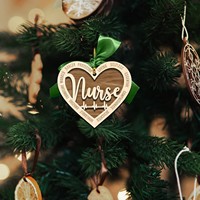 Nouveau Pendentif en Bois Créatif Transfrontalier Thème Amour pour la Journée des Infirmières, Noël, Décoration d'Intérieur pour la Dédiacation Sans Intérêt