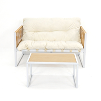 Ensemble de canapés en rotin nordique 4 pièces pour salon, avec fauteuils et table basse, meubles de patio intérieur/extérieur
