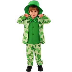 Trajes del Día <span class=keywords><strong>de</strong></span> San Patricio para niños Conjunto <span class=keywords><strong>de</strong></span> disfraz <span class=keywords><strong>de</strong></span> trébol verde Top <span class=keywords><strong>de</strong></span> Caballero <span class=keywords><strong>de</strong></span> manga larga + Pantalones a rayas + Sombrero - Product Image 2