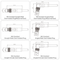 Connecteur de câble étanche M8 3 4 5 6 8 broches, moulé par injection, mâle/femelle, droit/angulaire, pour capteur, câble blindé PVC TPU 1M 3M
