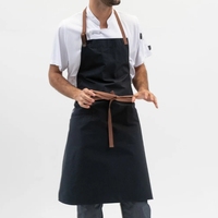 Tablier de cuisine longue durée avec logo personnalisé peinture de nettoyage de chef serveur serveuse de salon promotion cadeau de couleur unie avec bracelet en cuir