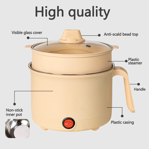 Petite marmite électrique en acier inoxydable avec couvercle en verre trempé, pour usage domestique, extérieur et en dortoir, cuisson à la vapeur en une seule casserole - Product Image 3