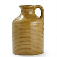 Vase en forme de carafe texturé à nervures rondes avec poignée, récipient à fleurs décoratif rustique pour la décoration de table et de la maison