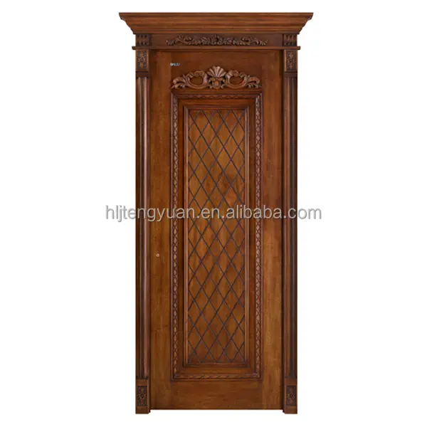 木製ドア中国工場最高品質ファンシー木製パネルドアデザイン屋内と寝室ドア