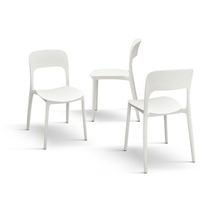 Luana <b>Chair</b> Set Of 4 White Polypropylene Indoor <b>Outdoor</b> Dining <b>Chairs</b> - Product Image 2