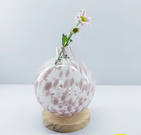 Vase centre de table en verre Art Déco, grand format, fait main, écologique, en forme de grenade, pour présentation sur table