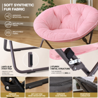 Chaise longue pliante ronde en tissu Oxford et acier au carbone, doublée polaire, épaisse, pour l'hiver - Portable pour dortoir, bureau et extérieur