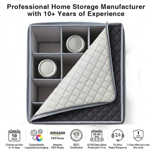 Boîte de rangement carrée en tissu <span class=keywords><strong>Behome</strong></span> Collection, empilable, style européen, avec couvercle, pour organiser la vaisselle, les couverts et les verres - Product Image 3