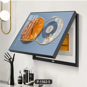 Modern restaurant decorative painting belt clock light luxury dining table hanging painting living room sofa wall painting