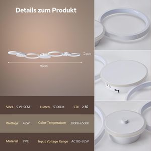 KAUFHOF Lámpara de Techo LED para Sala de Estar con Acabado Mate, 62 W 5300 lm, 3000-6500K, Compatible con HomeKit, Alexa, Googl - Product Image 4