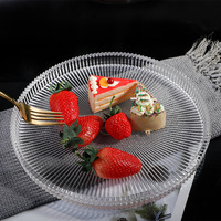 27*2.4cm 10.6*1 pouces clair Transparent fait à la main plat rond côtelé Ray rayé plaque de verre