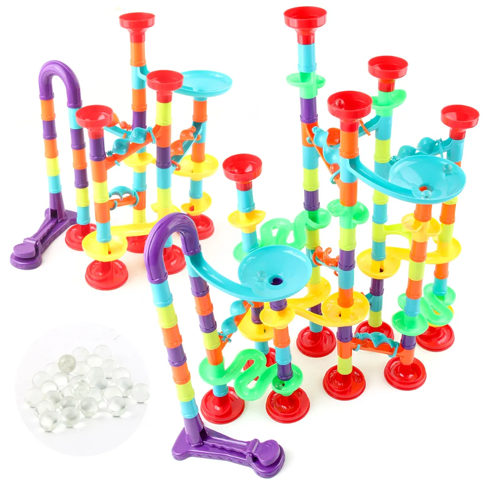 Kids Toy Marble Run Game Maze Balls Track Construction Set Game Track Building Blocks Bricks 142pcs Kit