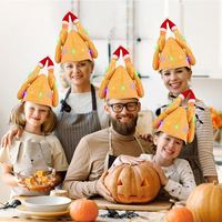 Vente en gros de casquette de dinde de Thanksgiving pour enfants adultes chapeau de dinde avec lumières casquette de jambe de poulet chapeau de dinde de Thanksgiving excentrique