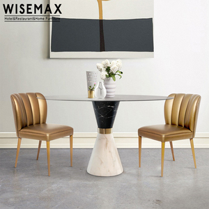 WISEMAX-mesa <span class=keywords><strong>de</strong></span> comedor <span class=keywords><strong>de</strong></span> mármol negro <span class=keywords><strong>de</strong></span> lujo, muebles modernos <span class=keywords><strong>de</strong></span> cristal redondo para restaurante y hogar, para sala <span class=keywords><strong>de</strong></span> estar - Product Image 2
