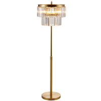 Meilleure Vente : Lampadaire LED en Fer et Cristal, Style Luxe Léger Américain, Finition Or Bronze, Certifié CE, Garantie 2 Ans, Utilisation Intérieure, Salon