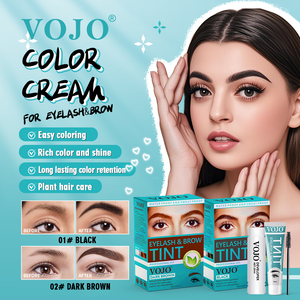 Kit de teinture pour sourcils et cils VOJO Wholesale, extrait naturel de plantes, formule sans ammoniaque, <span class=keywords><strong>coloration</strong></span> rapide en 8-10 min <span class=keywords><strong>avec</strong></span> activateur et pinceau - Product Image 2