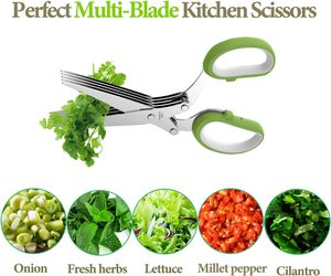 Ciseaux à herbes avec 5 lames et étui – Nouveaux gadgets de cuisine innovants pour couper la laitue, la coriandre et l'oignon frais en dés - Product Image 2