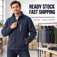 MOQ 1 pièce, veste cardigan en polaire épaisse pour homme, logo imprimé personnalisé, vêtements d'extérieur pour l'hiver, haute qualité